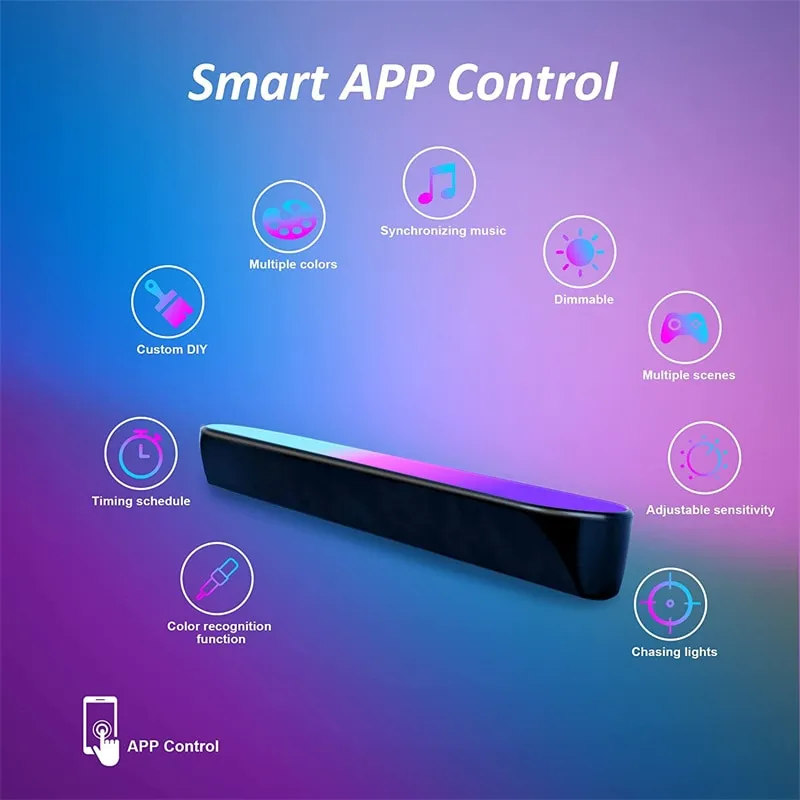 RGB Symphony Lights LED Desktop Atmosphere Night Light Music Rhythm Ambient Pickup Lamp App Control Strip Light Decor TV