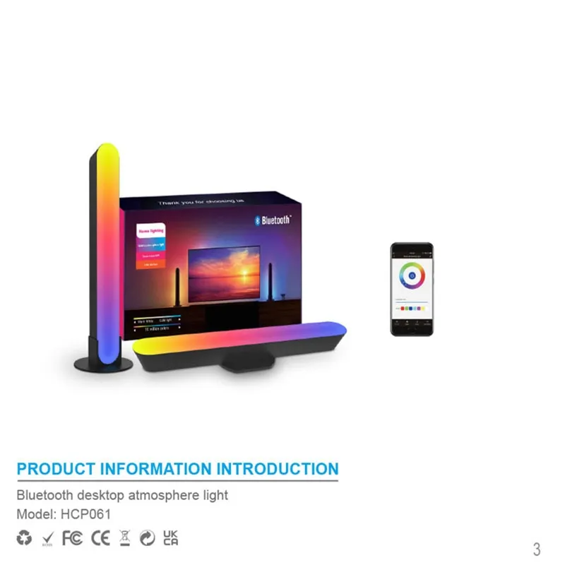 RGB Symphony Lights LED Desktop Atmosphere Night Light Music Rhythm Ambient Pickup Lamp App Control Strip Light Decor TV