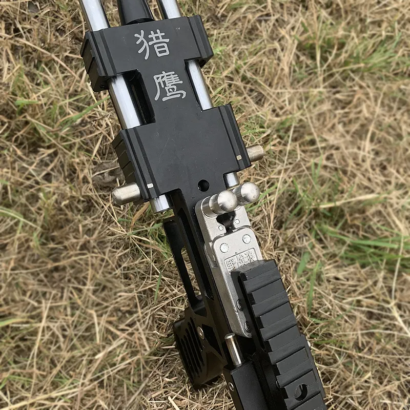 Long Rod Telescopic Metal Slingsshot Simpleshot Slingshot for Hunting Kit Outdoor Strong Precision Shooting Rubber Band Laser