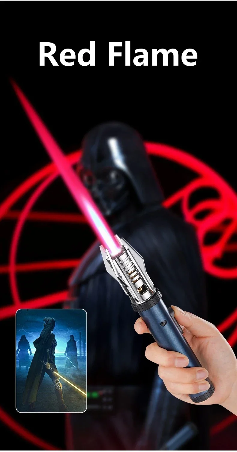Planet Lightsaber Butane Gas Lighter 360&deg; Use Metal Outdoor Windproof Turbine Torch Jet Lighter Gun BBQ Welding Cigar Tool