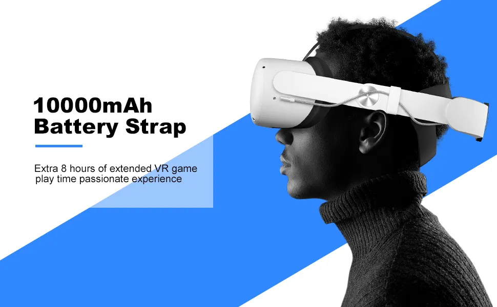 Adjustable Battery Head Strap for Oculus Quest 2 VR Headset Elite Strap 10000mAh Power Bank for Oculus Quest 2 Accessories