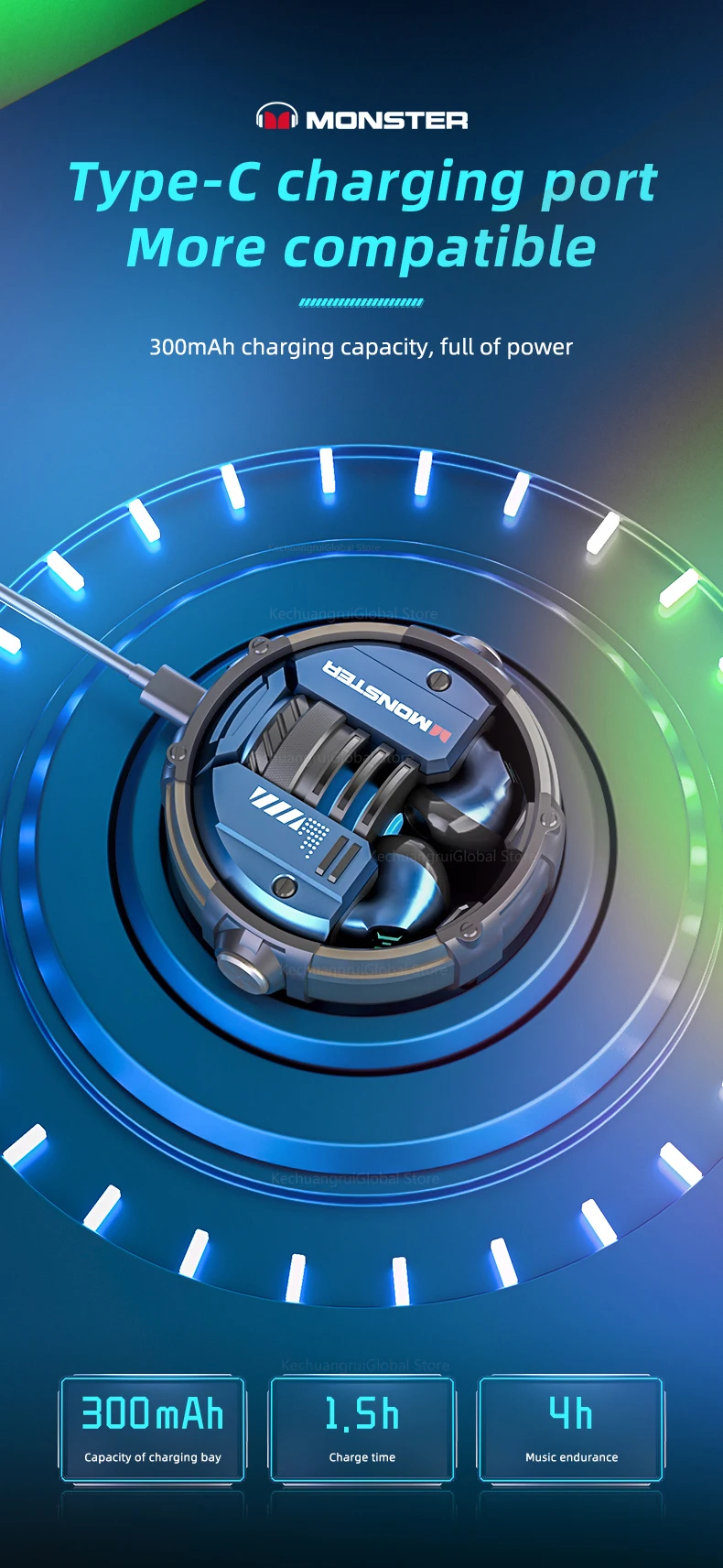 Monster XKT10 Bluetooth Earphones Wireless Headphones Gamer Headset Waterproof TWS Noise Reduction With Microphone Sports Earbud