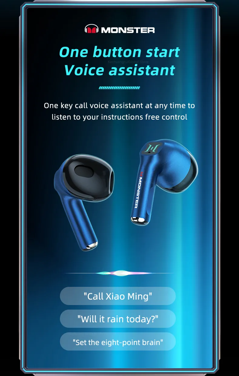 Monster XKT10 Bluetooth Earphones Wireless Headphones Gamer Headset Waterproof TWS Noise Reduction With Microphone Sports Earbud