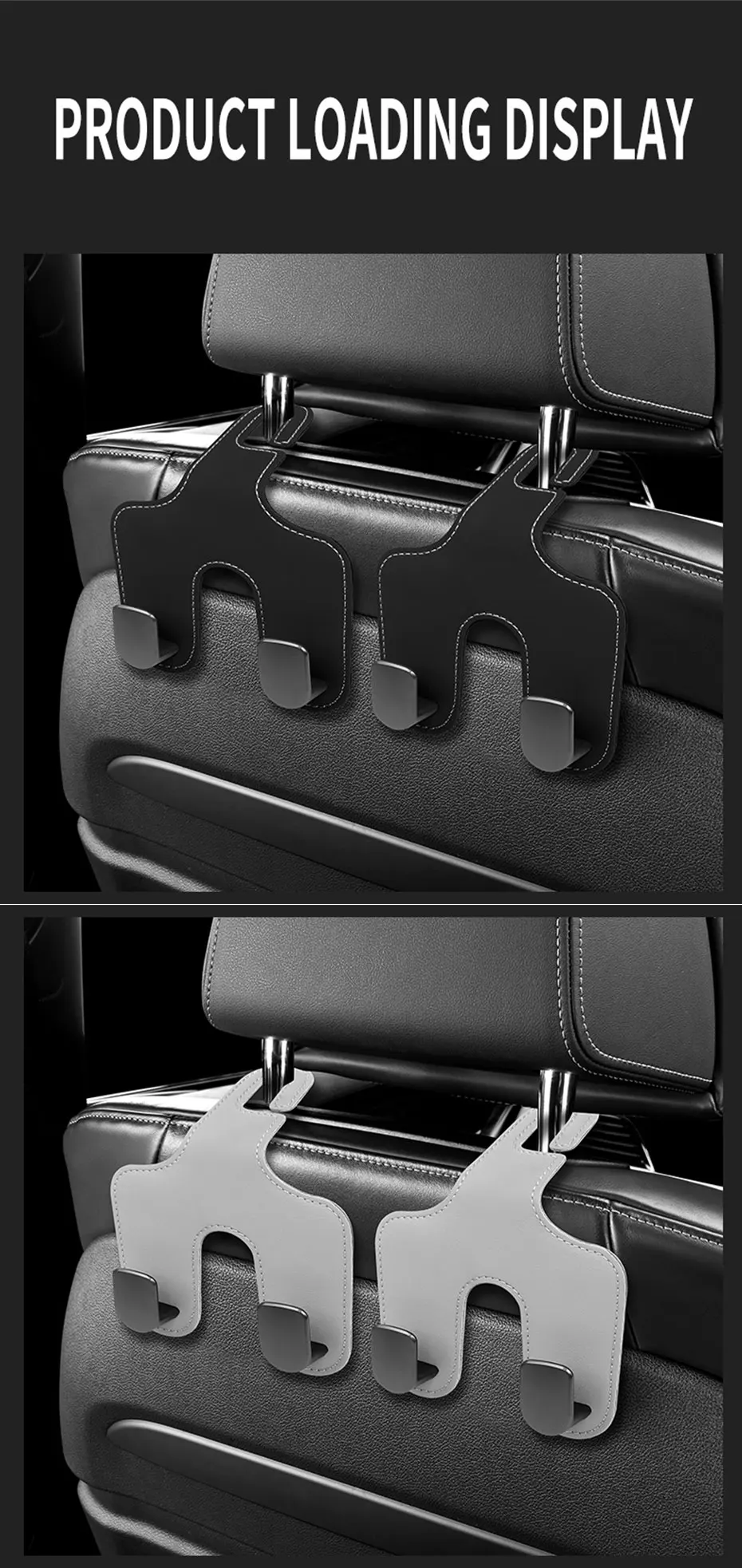 SEAMETAL Upgrade Double Head Hooks Car Rear Seat Hanging Holder Interior Hook Organizer Back Seats Headrest Hook Car Accessories