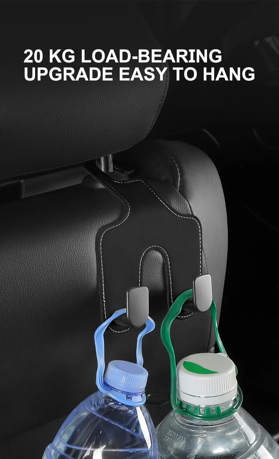 SEAMETAL Upgrade Double Head Hooks Car Rear Seat Hanging Holder Interior Hook Organizer Back Seats Headrest Hook Car Accessories