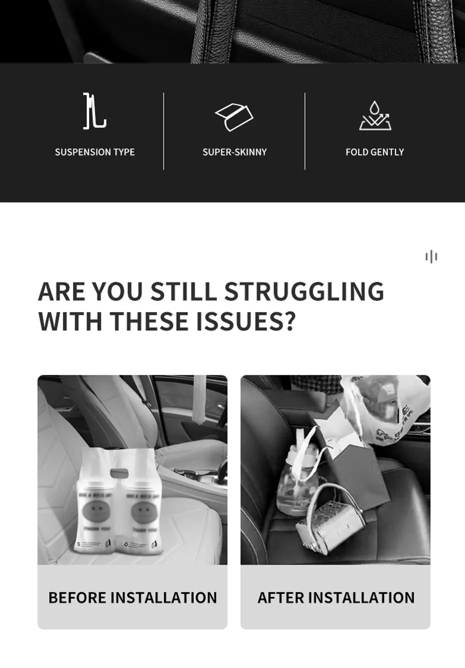 SEAMETAL Upgrade Double Head Hooks Car Rear Seat Hanging Holder Interior Hook Organizer Back Seats Headrest Hook Car Accessories