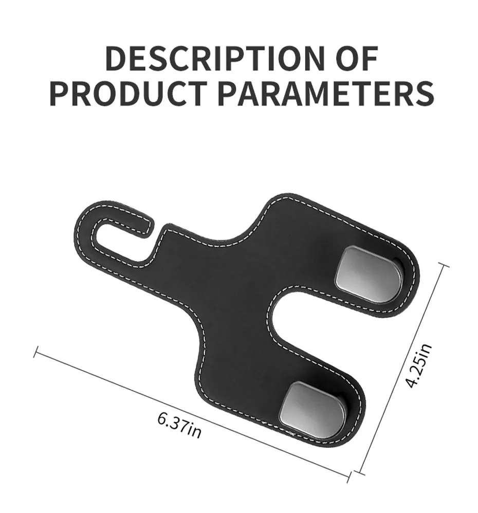 SEAMETAL Upgrade Double Head Hooks Car Rear Seat Hanging Holder Interior Hook Organizer Back Seats Headrest Hook Car Accessories