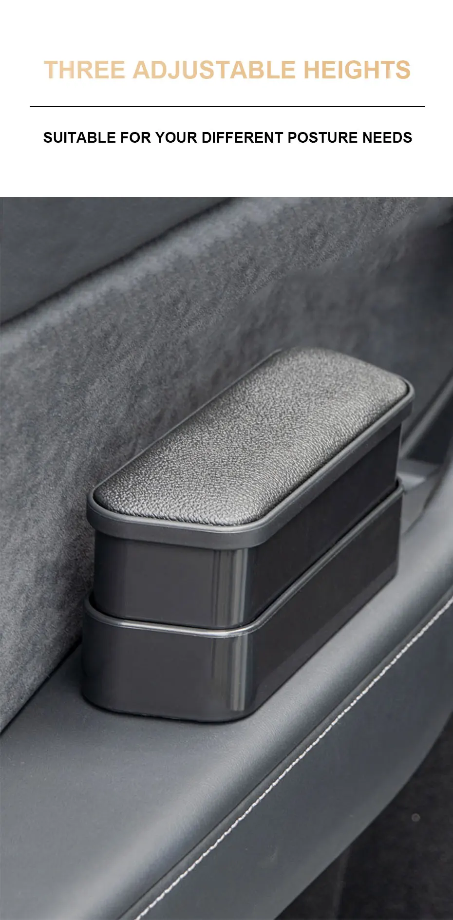 SEAMETAL Auto Retractable Car Left Elbow Support Door Storage Box Interior Lifting Armrest Box Height Pad Seat Armrest Support