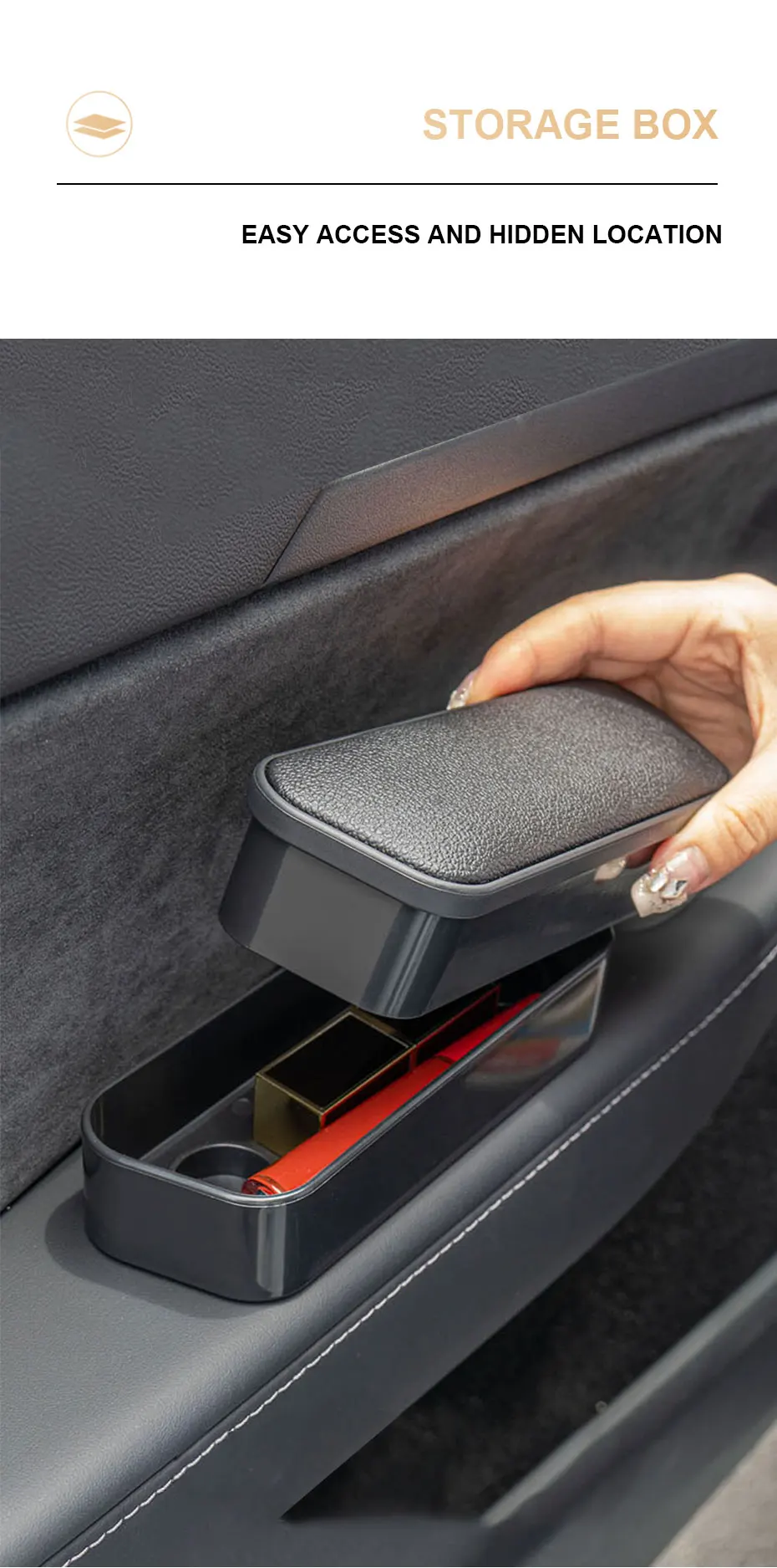 SEAMETAL Auto Retractable Car Left Elbow Support Door Storage Box Interior Lifting Armrest Box Height Pad Seat Armrest Support