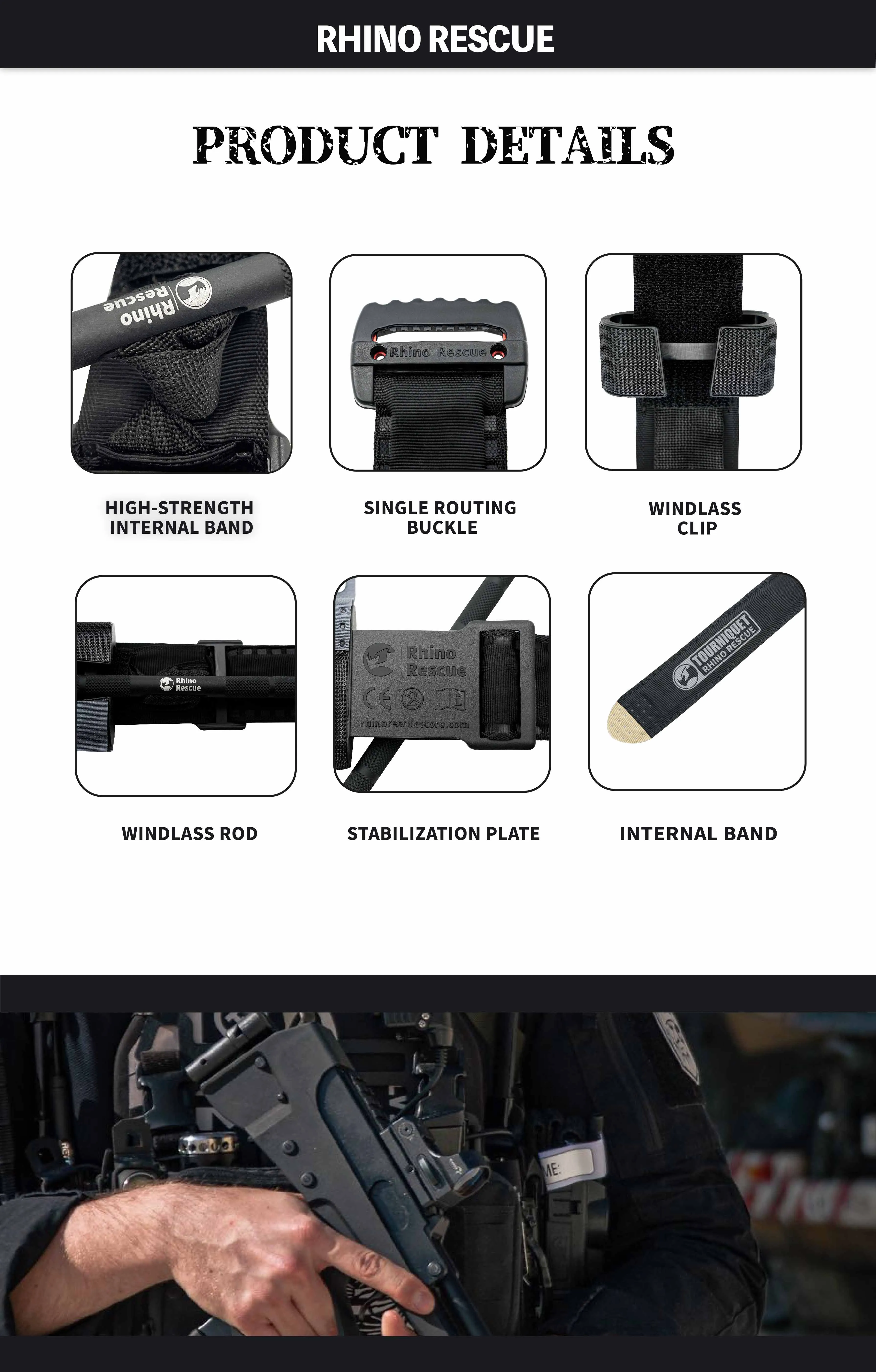 Tactical Military Combat Rescue Tourniquet with Metal Rod