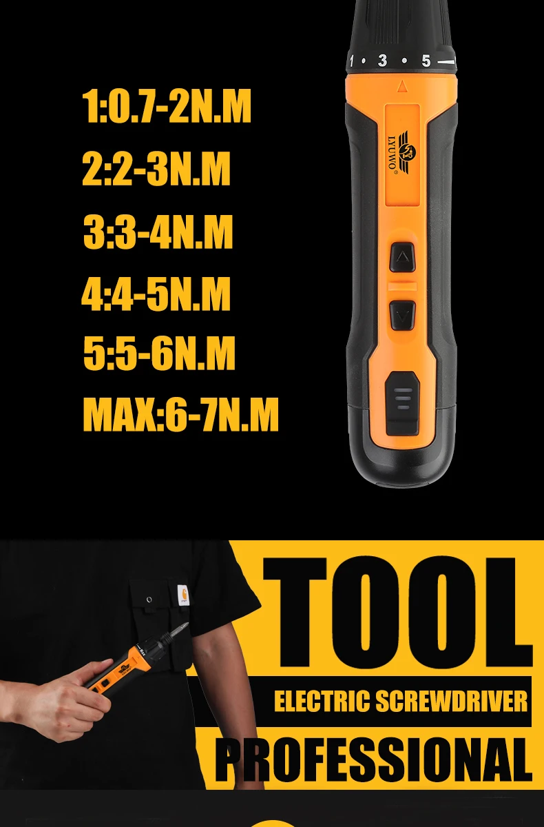 LYUWO Mini Wireless Electric Screwdriver, Rechargeable 1300mah Power Drill Bit, Multifunctional Disassembly Torque Repair Tool