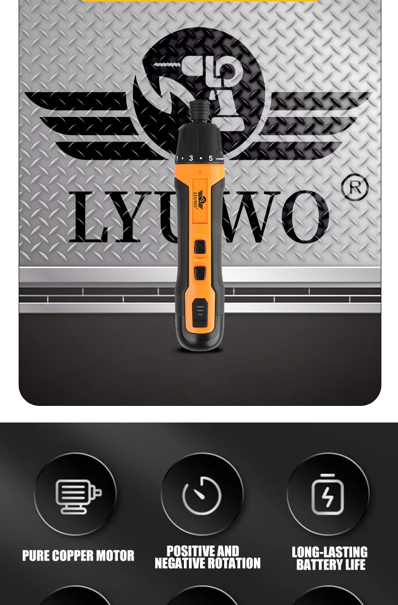 LYUWO Mini Wireless Electric Screwdriver, Rechargeable 1300mah Power Drill Bit, Multifunctional Disassembly Torque Repair Tool